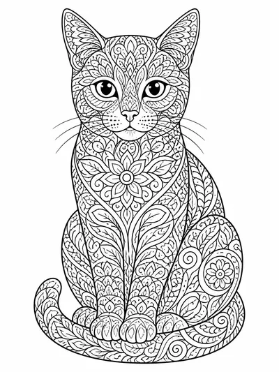 Кот в стиле зентангл