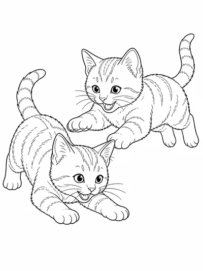 Два котёнка играют