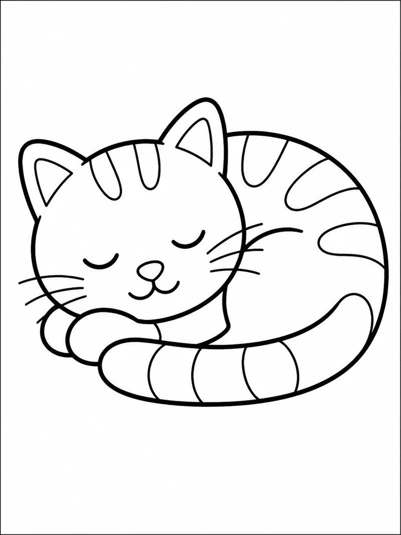 Раскраска Кошка спит клубком