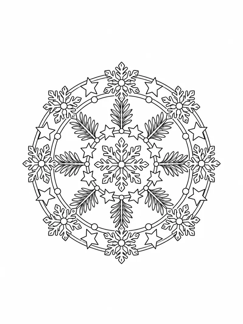 Раскраска Зимняя мандала